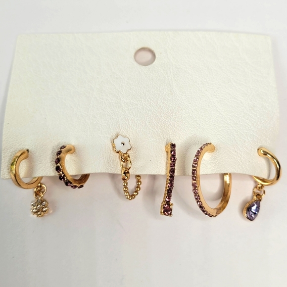 NWT Free People LA FLEUR EARRING SET IN LIGHT AMETHYST - Picture 2 of 5